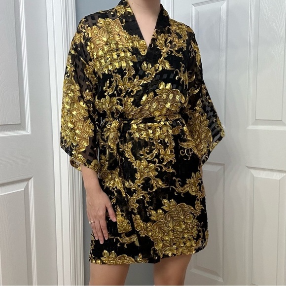 Vintage Victoria’s Secret Robe Gold Label Black Luxury Casual Lounge One Size - Picture 1 of 8